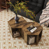 47.24'' Hexagonal Coffee Table Side Table Nightstand Antique Wood 2PCS W757P164921