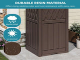 32 Gallon Outdoor Trash Can, Waterproof Resin Garbage Bin with Lid & Drip Tray for Porch Backyard 77315868