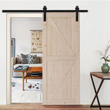 ZUN 36 in. x 84 in. Unfinished Sliding Barn Door with 6.6FT Barn Door Hardware Kit & Handle ,K 87386193