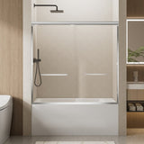 60" W x 57" H Aluminum Frame Double Sliding Shower Door, Soft-Close Chrome Bathtub Door, 1/4" W3377P308212