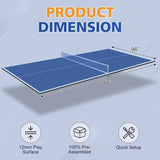 8ft Blue Mid-Size Ping Pong Conversion Top Foldable & Portable Table Tennis Table Top for Indoor W1408P262534