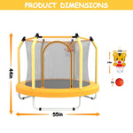 ZUN 55-inch Trampoline for Kids Indoor & Outdoor Small Toddler Trampoline with Basketball Hoop W1163P248687