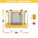 ZUN 55-inch Trampoline for Kids Indoor & Outdoor Small Toddler Trampoline with Basketball Hoop W1163P248687