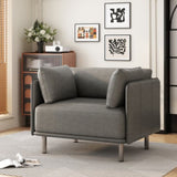 39" Vintage Grey Faux Leather Lounge Chair with Polyester and PU Leather Upholstery, Solid Wood N767P208310D