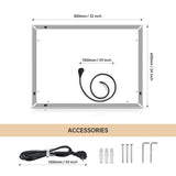 ZUN 32*24 LED Lighted Bathroom Wall Mounted Mirror with High Lumen Anti-Fog Separately Control Dimmer 21030977