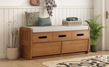 ZUN TREXM Rustic Storage Bench with 2 Drawers, Hidden Storage Space, and 3 False Drawers at the Top, WF323695AAN