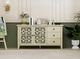 Hollowed-out Cabinet with 2 Door 3 Drawers, American Furniture, Suitable for Bedroom, Living Room, W688P223034