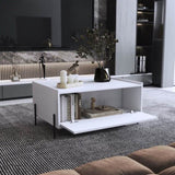 ZUN Coffee Table 15.6" H, 1 shelf, 4 legs, White B097P250876