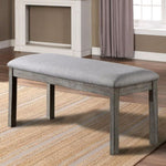 ZUN Gray Color Dining Bench Padded Seat 1pc Bench Kitchen Dining Room Wire-Brushed Finish B011P246318