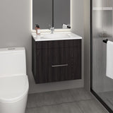 One door Batroom Vanity Hatta, Two Drawers and Open Shelf, Includes Hardware, Black B200P313688