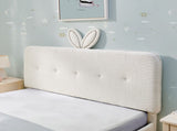 Full Size Kids Upholstered Bed with Oversized Rabbit Ear Headboard, LED Light & 4 Storage Drawers, W1413P384924