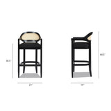 Americana Mid-Century Modern 30.5" Cane Back Bar Stool, Jet Black B2719P297791