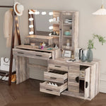 ZUN Large Makeup Vanity with Lights, Vanity Table with Charging Station, Vanity Desk with Mirror and 10 92556033