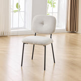 Modern Dining Chairs Set of 2, White Upholstered Accent Chairs with Metal Legs Space-Saving N842P284566A