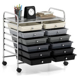 12-Drawer Rolling Storage Cart - 2-Row 10-Storey, Multicolor Drawers, 4 Wheels , -Gray 77795797