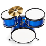 14"x10" 3-Pieces Junior Kids Drum Set Kit Pedal Drum Stick Wrench Drum Stool Dark blue 27761047