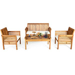 ZUN 4-piece patio furniture set Outdoor Acacia wood sofa furniture with cushion white 42065091