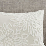 3 Piece Tufted Cotton Chenille Floral Comforter Set Off-White Full/Queen B035128915