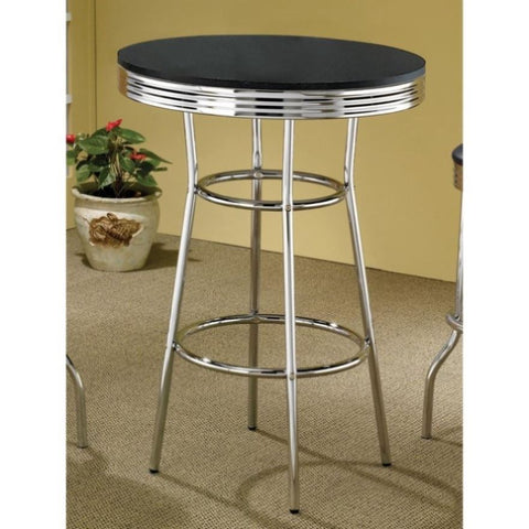 ZUN Black and Chrome Round Bar Table B062P145567