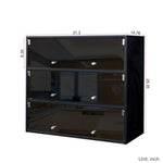 ZUN Black Glass Door Shoe Box Shoe Storage Cabinet With RGB Led Light 45193660