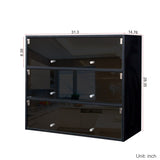 ZUN Black Glass Door Shoe Box Shoe Storage Cabinet With RGB Led Light W331P235039