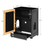 ZUN Cat Litter Box Enclosure, Hidden Cat Washroom, Kitty End Table, Litter cabinet with sisal door,Black W1687P181553