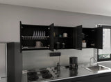 Shelton 59-inch Two Center Glass Doors Wall Cabinet Black Wengue B06280518
