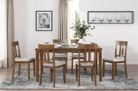 ZUN Transitional Styling 7-Piece Pack Dinette Set Cherry Finish Dining Table and 6x Side Chairs Textured B011119345
