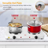 Cooking electric heating plate, 2-burner electric 2000 watt portable electric glass 34331544