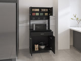 Santa Maria 1-Drawer 1-Shelf Area Pantry with Adjustable Metal Legs Black Wengue B06280023
