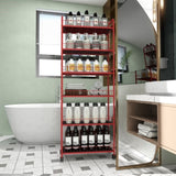 Red 6 Tier Slim Rolling Storage Cart, Mobile Shelving Unit with Wheels, Metal Wire Storage Shelving W2167P195984