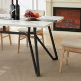 70.9"Rectangular Large Table, Marble Grain Waterproof Large Desk for 8 People, Deluxe Family 49672511