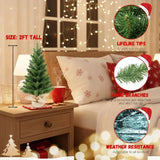 2PCS Set 2FT Tabletop Christmas Trees with 68 Tips PVC Green Trees Plant Base Mini 80226241