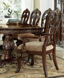 Traditional Formal Armchairs Set of 2 Cherry Finish with Gold Tipping Fabric Upholstery Wooden B011P171307