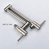 Brass Folding Faucet 1/2'' NPT Wall Mount Kitchen Faucet Two Handles Cold Water Tap Nickel 01254836