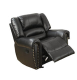 Modern 1pc Manual Motion Recliner Chair Glider Black Color Bonded Leather Armrest Cushion Seating B011P205581