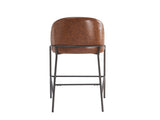 Galen Indoor Metal Upholstered Barstool, Antique Bronze Finish Frame with Brown Faux Leather, Set of N775P290453P