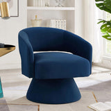 Modern Swivel Barrel Chair, Upholstered Velvet Round Accent Chairs,360 Degree Comfy Swivel Chair W2186P178774