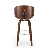 30" Mid-Century Modern Upholstered Swivel Barstool, Walnut Cognac 67493.00PUCOGN