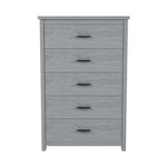 ZUN Retro American Country Style Wooden Dresser with 5 Drawer, Storage Cabinet for Bedroom, Light Gray WF324089AAE