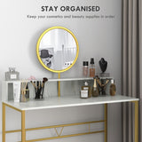 ZUN Modern Vanity Makeup Desk with Mirror, Dressing Table with Open Storage, Faux Marble Finish and 06717574