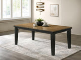 1pc Contemporary Style Dining Rectangular Table with18" Leaf Tapered Block Feet Wheat Charcoal B011138070