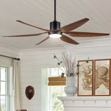 66" Vintage Ceiling Fan Lighting with Brown Blades in Integrated LED W1367121888