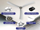52 Inch Ceiling Fans with Lights Led Remote Control Low Profile Flush Mount for Living Room Bedroom 34699614