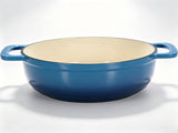Cast iron 7.5QT cooking pot set - Gradient blue color - Includes two silicone gloves - Enamel pot 63775459