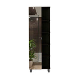 Black Wengue 5-Shelf Linen Cabinet with Mirror B06280255