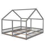 Twin Size House Platform Beds,Two Shared Beds, Gray WF296300AAE