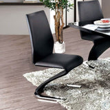 Contemporary Style Z-Shaped Chair Base 2pcs Chairs Black Leatherette Chrome Finish Side Chair B011P152661