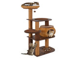 59.5" Rattan Woven Cat Tree with Cat Condo & Top Perch Multi-Level Cat Tower 56022291