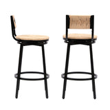 Honey Swivel Bar Stools Paper Rope Handwoven Barstools with Back Set of 2 Rustic Round Counter W1757P144567